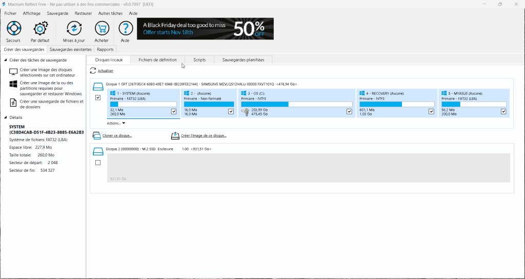Démarrage Macrium Reflect