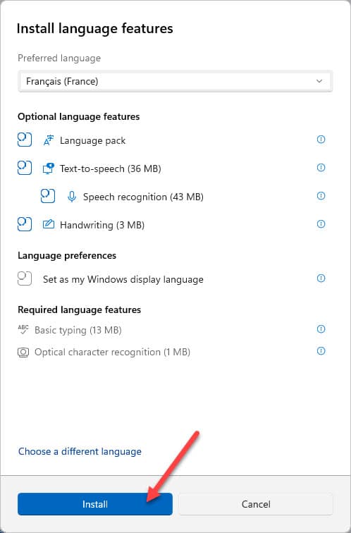Cliquez sur le bouton "Install"